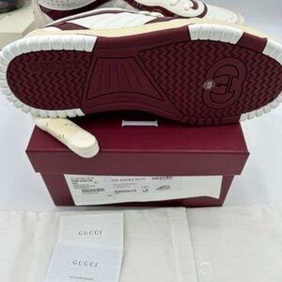 Men's Gucci re-Web sneakers in white leather with red accents size 12.5 Italy - Picture 9 of 14
